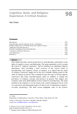 کاور کتاب Cognition, Brain and Religious Experience: A Critical Analaysis