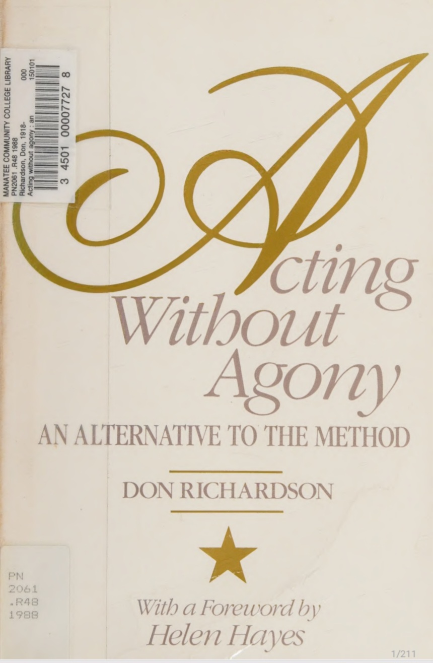 کاور کتاب Acting Without Agony: An Alternative to the Method
