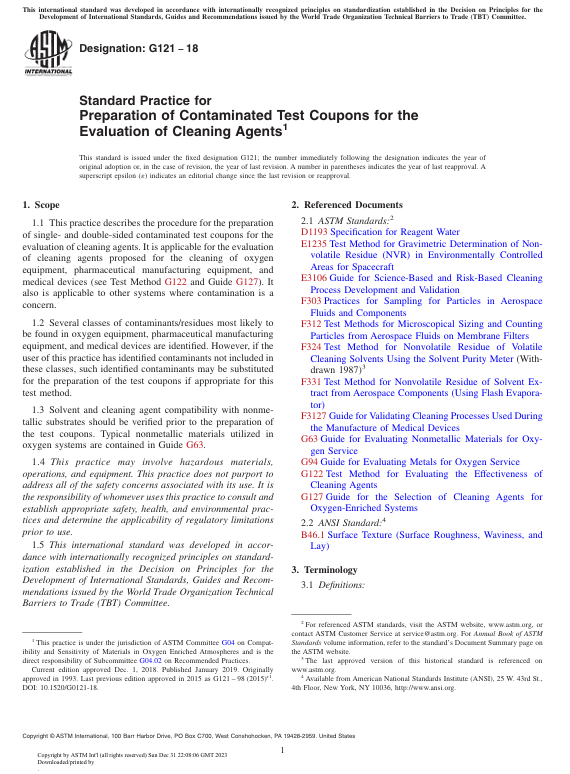 کاور کتاب Standard Practice for Preparation of Contaminated Test Coupons for the Evaluation of Cleaning Agents