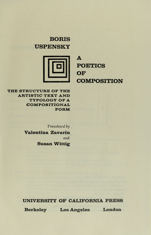 کاور کتاب A Poetics of Composition: The Structure of the Artistic Text and Typology of a Compositional Form