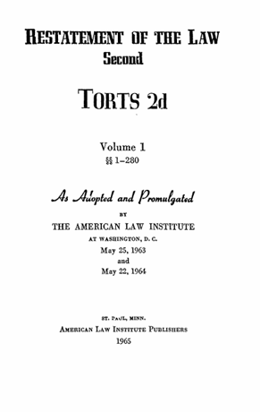کاور کتاب Restatement of the Law, Second, Torts