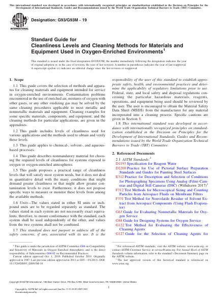 کاور کتاب Standard Guide for Cleanliness Levels and Cleaning Methods for Materials and Equipment Used in Oxygen-Enriched Environments