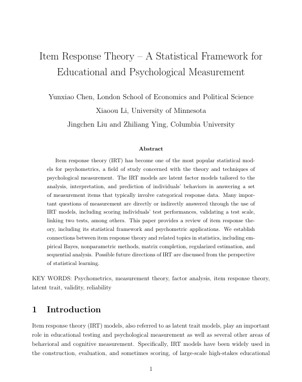کاور کتاب Rejoinder: Item Response Theory—A Statistical Framework for Educational and Psychological Measurement