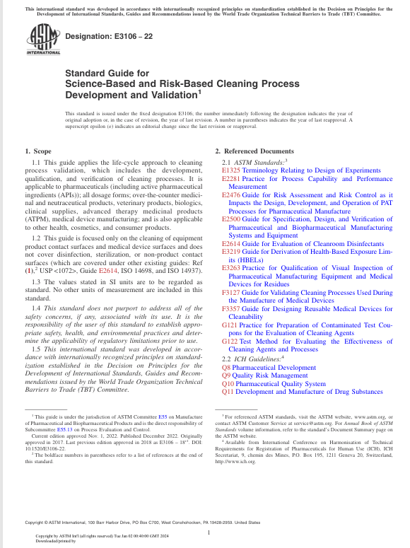 کاور کتاب Standard Guide for Science-Based and Risk-Based Cleaning Process Development and Validation