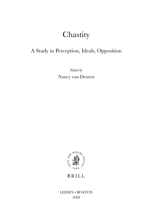 کاور کتاب [(Chastity : A Study in Perception, Ideals, Opposition)] [By (author) Nancy van Deusen] published on (June, 2008) Hardcover – June 30, 2008