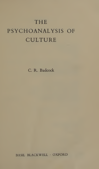 کاور کتاب The Psychoanalysis of Culture