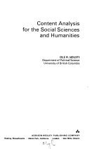 کاور کتاب Content Analysis for the Social Sciences and Humanities Paperback – January 1, 1969
