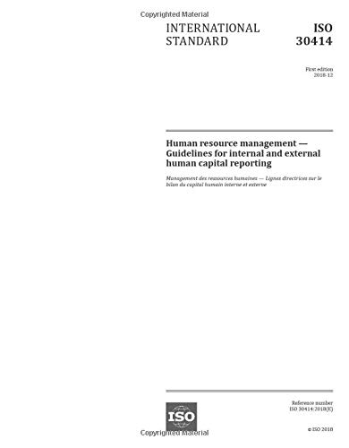 کاور کتاب ISO 30414:2018, First Edition: Human resource management - Guidelines for internal and external human capital reporting