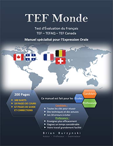 کاور کتاب TEF Monde: Test d'Évaluation de Français - Expression Orale (TEF - TEFaQ - TEF Canada) (French Edition) [Print Replica] Kindle Edition