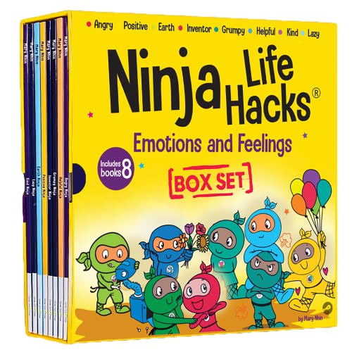 کاور کتاب Ninja Life Hacks Emotions and Feelings 8 Book Box Set (Books 1-8: Angry, Inventor, Positive, Lazy, Helpful, Earth, Grumpy, Kind)