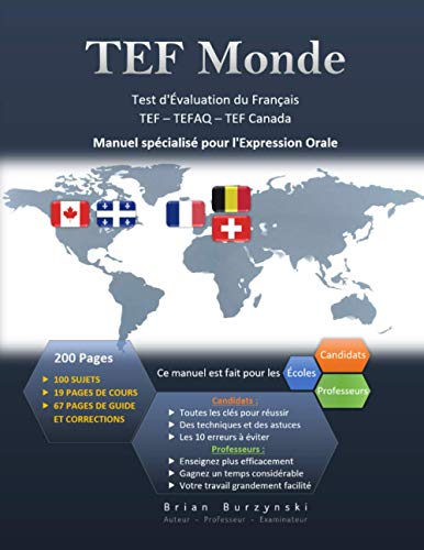 کاور کتاب TEF Monde: Test d'Évaluation de Français - Expression Orale (TEF - TEFaQ - TEF Canada) (French Edition)