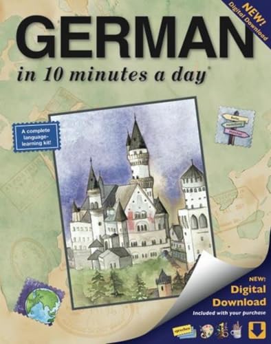 کاور کتاب GERMAN in 10 minutes a day: Language course for beginning and advanced study. Includes Workbook, Flash Cards, Sticky Labels, Menu Guide, Software, ... Grammar. Bilingual Books, Inc. (Publisher) Seventh Edition
