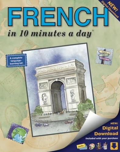کاور کتاب FRENCH in 10 minutes a day: Language course for beginning and advanced study. Includes Workbook, Flash Cards, Sticky Labels, Menu Guide, Software, ... Grammar. Bilingual Books, Inc. (Publisher)