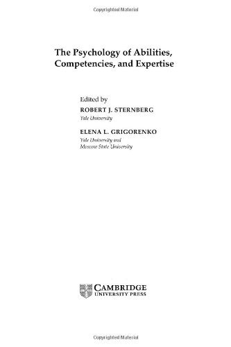 کاور کتاب The Psychology of Abilities, Competencies, and Expertise