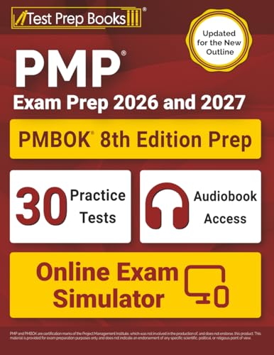 کاور کتاب PMP Exam Prep 2026 and 2027: PMBOK 8th Edition Study Guide Book + 30 Practice Tests + Online Exam Simulator: [Updated for the New Outline]