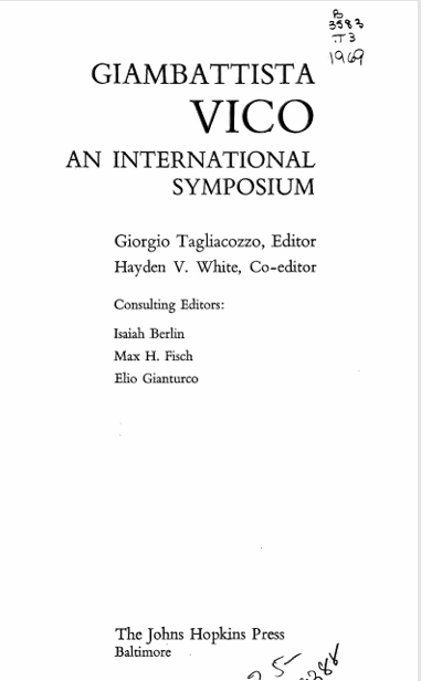 کاور کتاب Giambattista Vico: An International Symposium