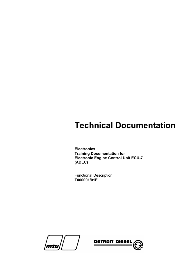 کاور کتاب MTU Diesel Electronic Engine Control Unit ECU-7 ADEC Technical Documentation_2007