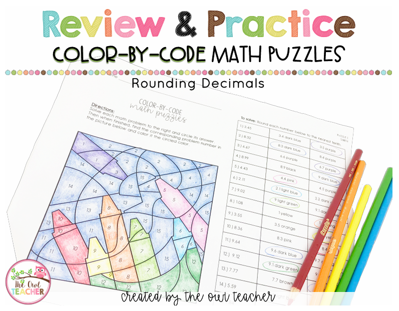 کاور کتاب Color By Number (or Color By Code) Rounding Decimals