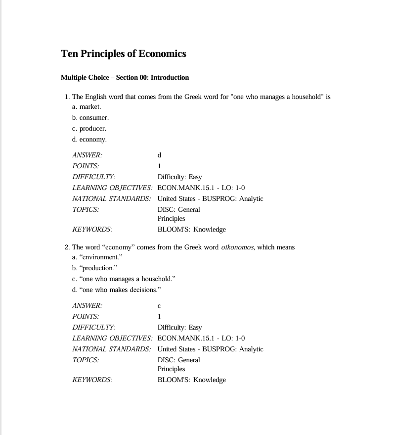 کاور کتاب Test Bank for Principles of Economics 7th Edition